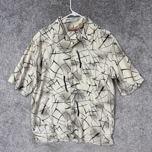 Vintage 90s Y2K Bobby Chan Shirt L Silk Resortwear Coastal Grandfather‎ Normcore